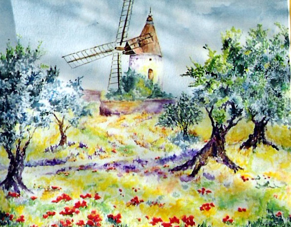 Fonds d'cran Art - Peinture Paysages Divers moulin de provence