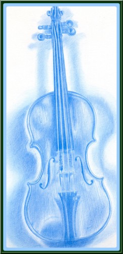 Fonds d'cran Art - Crayon Musique Violon Bleu