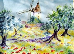 Fonds d'cran Art - Peinture moulin de provence