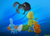 Wallpapers Cartoons Poussifeu, Gobou, arcko & lugia obscur