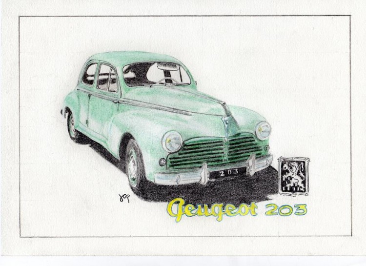 Fonds d'cran Art - Crayon Voitures et Motos La 203 verte