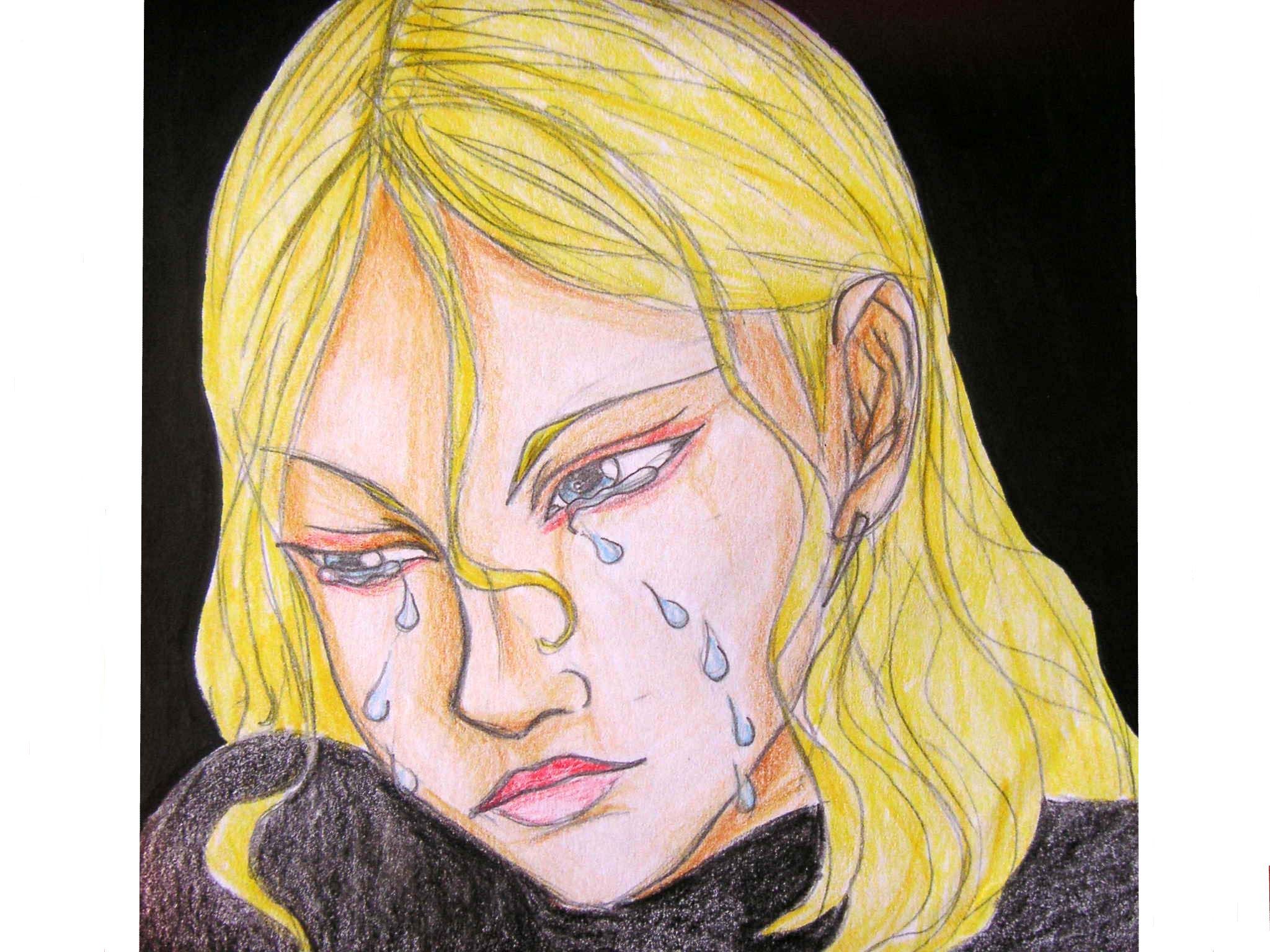 Fonds d'cran Art - Crayon Manga - Personnages Fille qui pleure