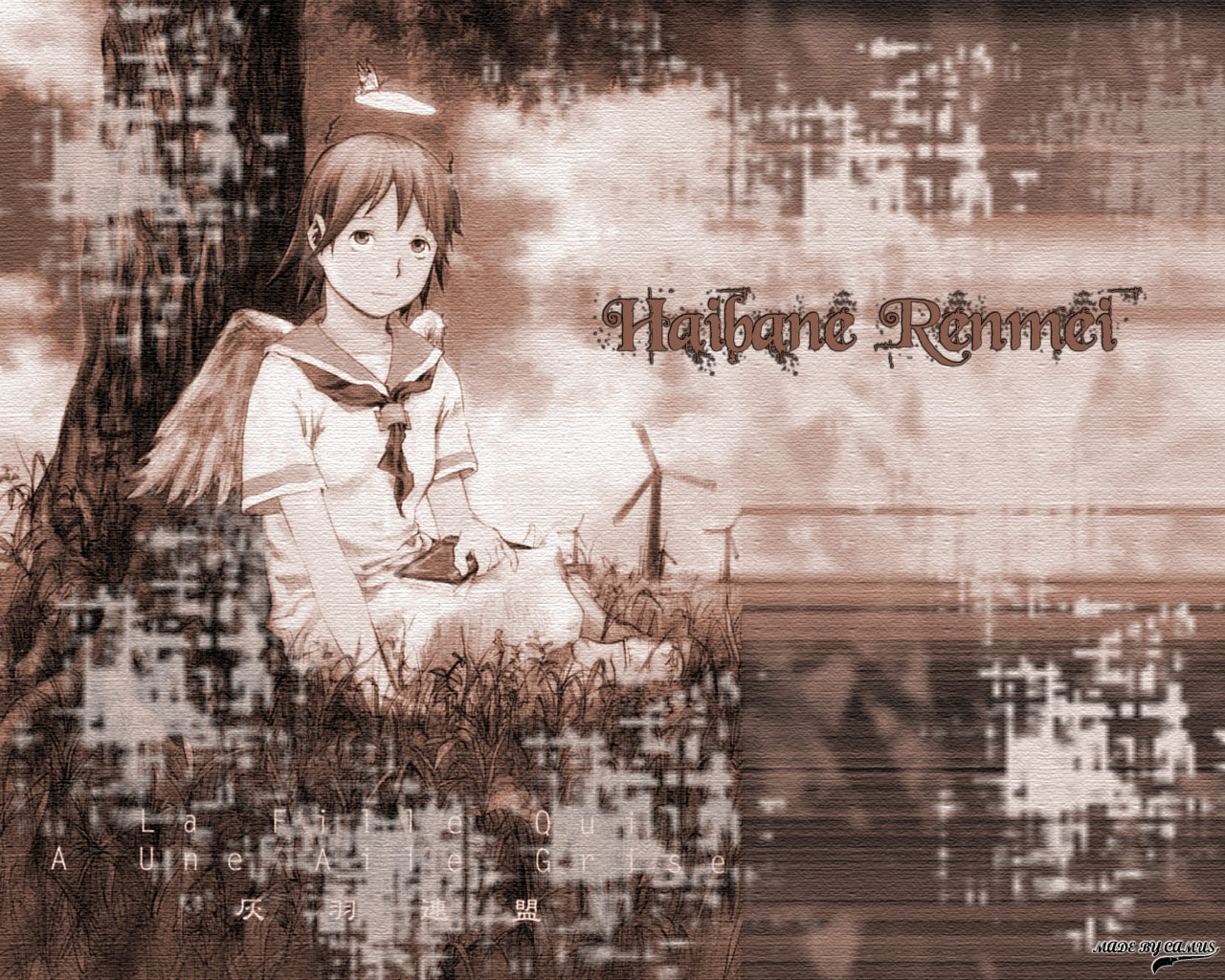 Fonds d'cran Manga Haibane Renmei - la Fdration des Ailes Grises La fille qui a une aile grise