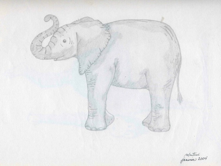 Fonds d'cran Art - Crayon Animaux - Elphants Wallpaper N132592