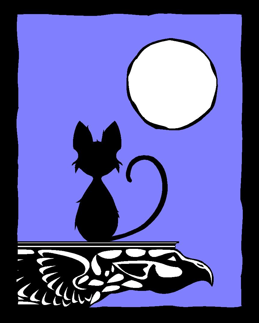 Fonds d'cran Art - Numrique Animaux le chat, la gargouille et la lune