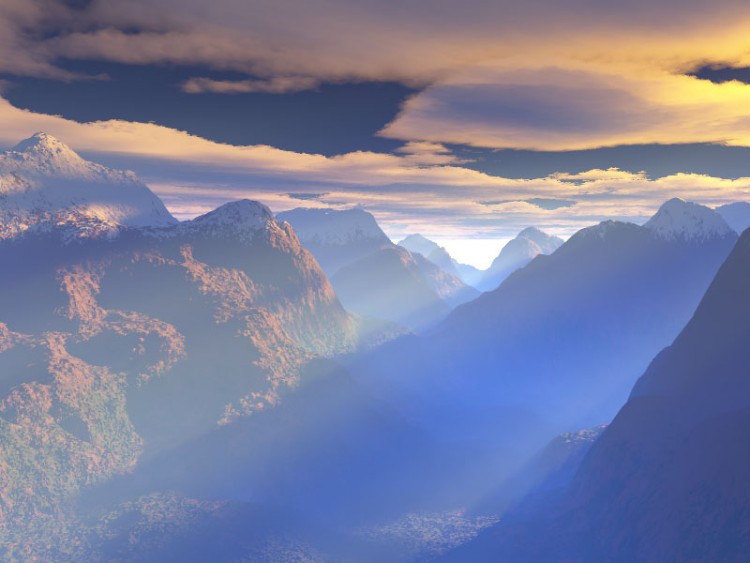 Wallpapers Digital Art 3D - Vue montagnes au petit matin