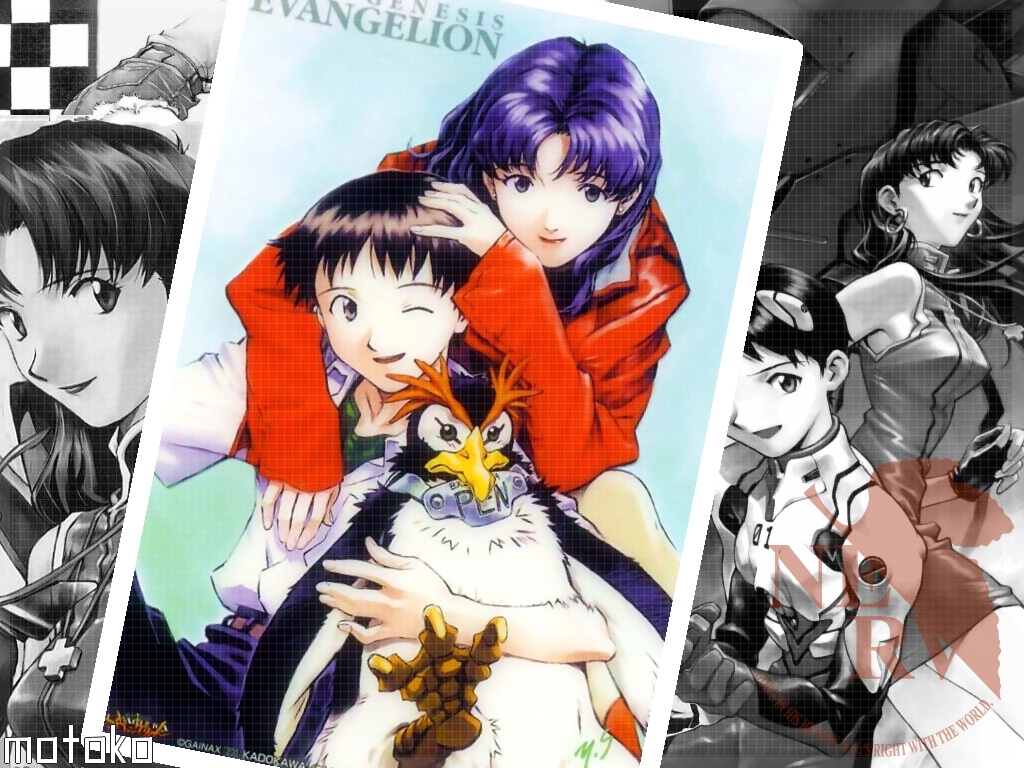 Wallpapers Cartoons Evangelion Misato et Shinji