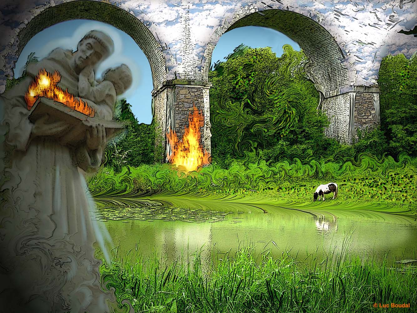 Wallpapers Digital Art Surrealism - Symbolism - Onirism Pont en feu