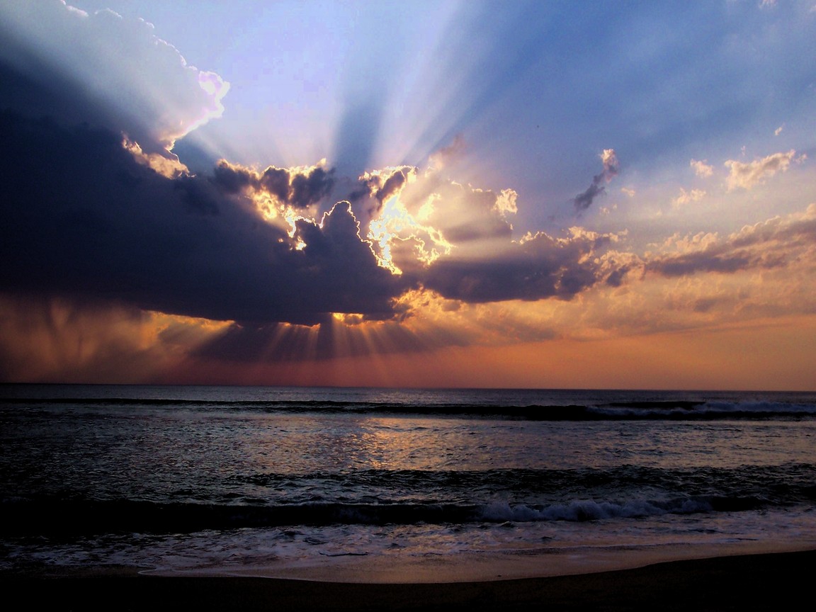 Fonds d'cran Nature Couchers et levers de Soleil plage des Landes