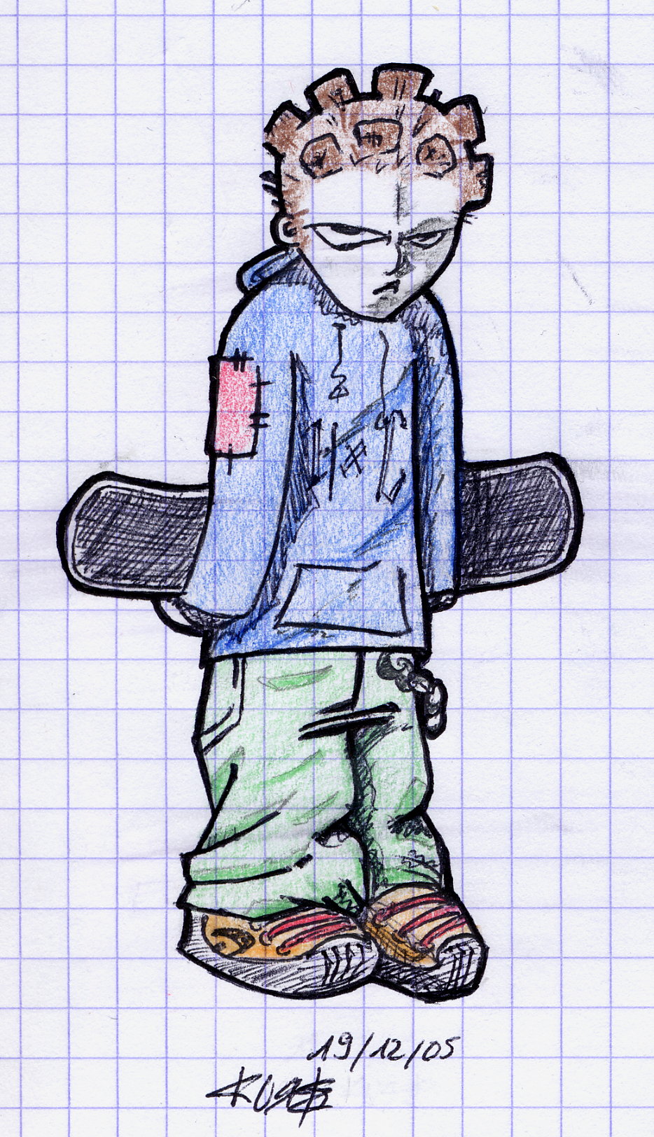 Fonds d'cran Art - Crayon BDs - Personnages Skater