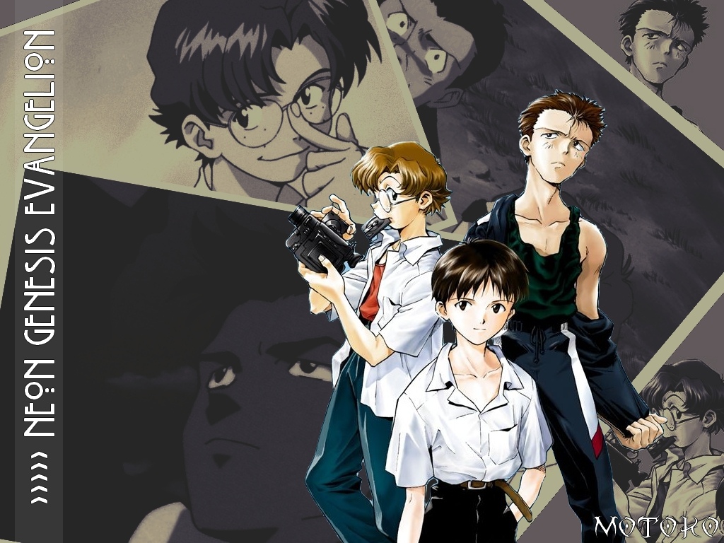 Wallpapers Cartoons Evangelion Kensuke, Toji (& Shinji en guest)