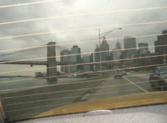 Fonds d'cran Voyages : Amrique du nord Pont de Brooklyn vu du fond d'un taxi new yorkais