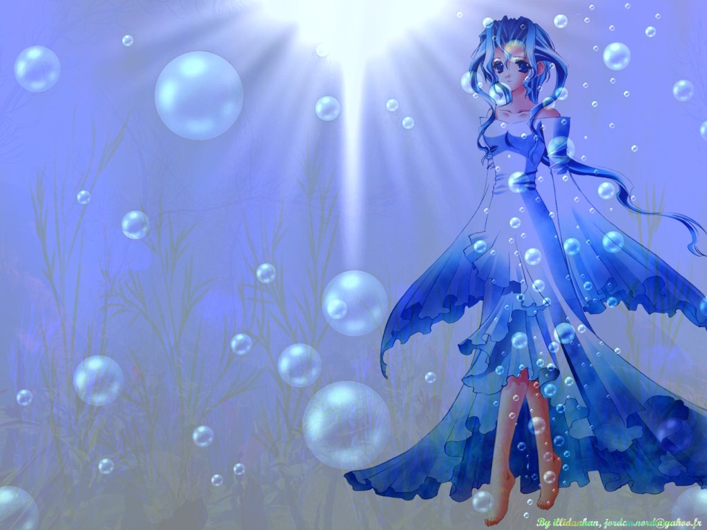 Fonds d'cran Manga Divers under the sea, see the godess ^-^