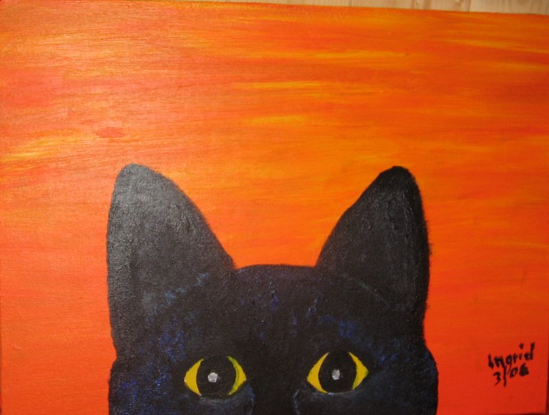 Fonds d'cran Art - Peinture Animaux curious cat