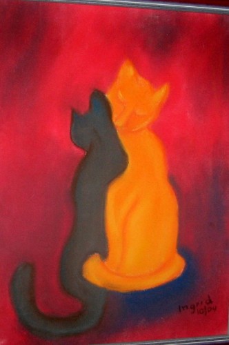 Fonds d'cran Art - Peinture Animaux Cats in Love