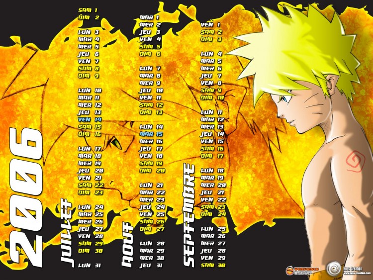 Fonds d'cran Manga Naruto Naruto - calendrier 1 - 2006