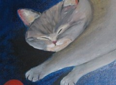 Fonds d'cran Art - Peinture Kitty with ball