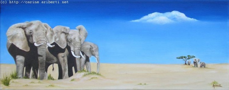 Fonds d'cran Art - Peinture Animaux Elphant panorama