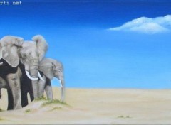 Fonds d'cran Art - Peinture Elphant panorama