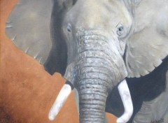 Fonds d'cran Art - Peinture Elphant de face