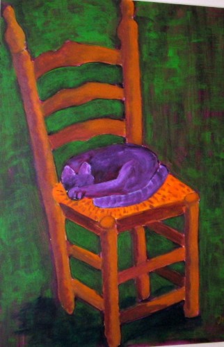 Wallpapers Art - Painting Animals sleeping on a chair