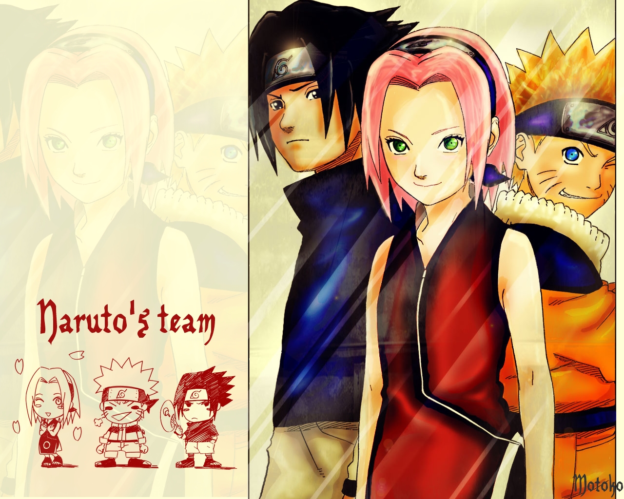 Fonds d'cran Manga Naruto Naruto's team : Sasuke, Sakura & Naruto