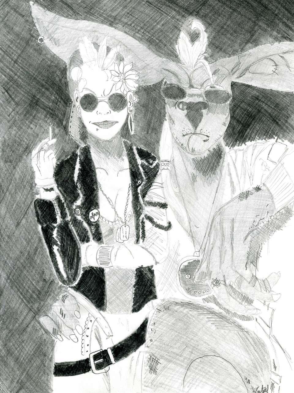 Fonds d'cran Art - Crayon BDs - Personnages tank girl et son mec