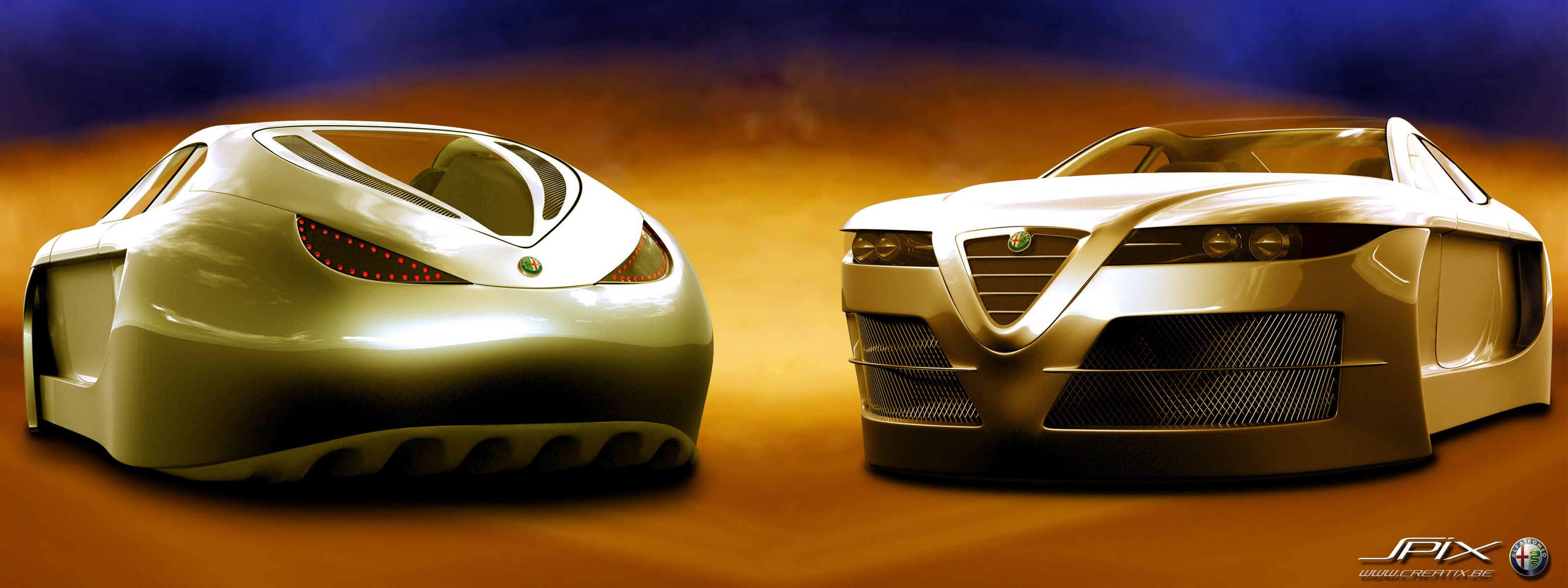 Fonds d'cran Dual Screen Art Digital Alfa Spix flying concept car (3840*1440)