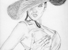 Wallpapers Art - Pencil La dame au Chapeau