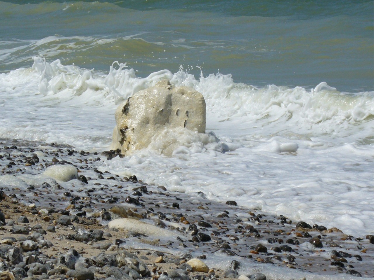 Wallpapers Nature Seas - Oceans - Beaches La mer en bas des falaises de craie de Pourville-Varengeville