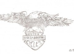 Fonds d'cran Art - Crayon Aigle Harley-Davidson