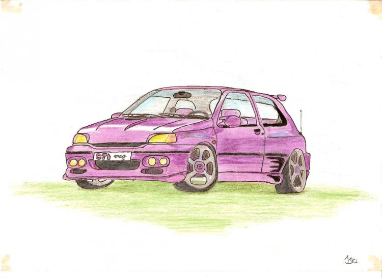 Wallpapers Art - Pencil Cars and motorbikes Renault clio