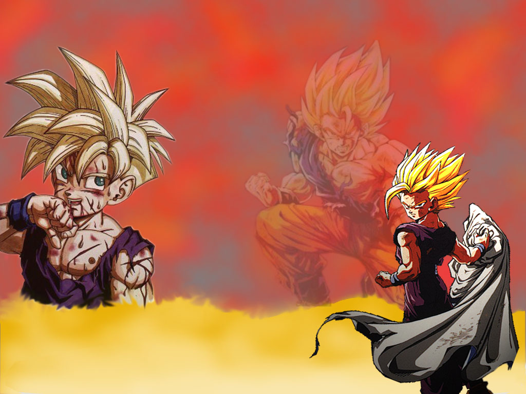 Fonds d'cran Manga Dragon Ball Z gohan ssj2 ssj1 et goku