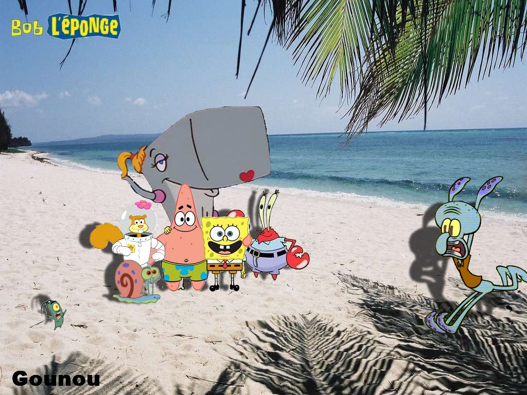 Fonds d'cran Dessins Anims Bob l'Eponge Bob et ses amis  la plage