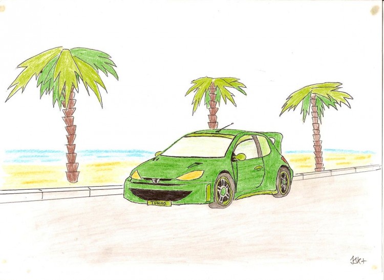 Wallpapers Art - Pencil Cars and motorbikes peugeot 206