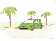 Fonds d'cran Art - Crayon peugeot 206