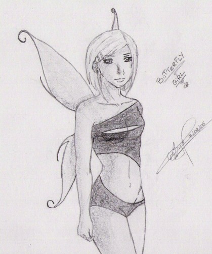 Fonds d'cran Art - Crayon Fantasy - Fes Buterfly Girl