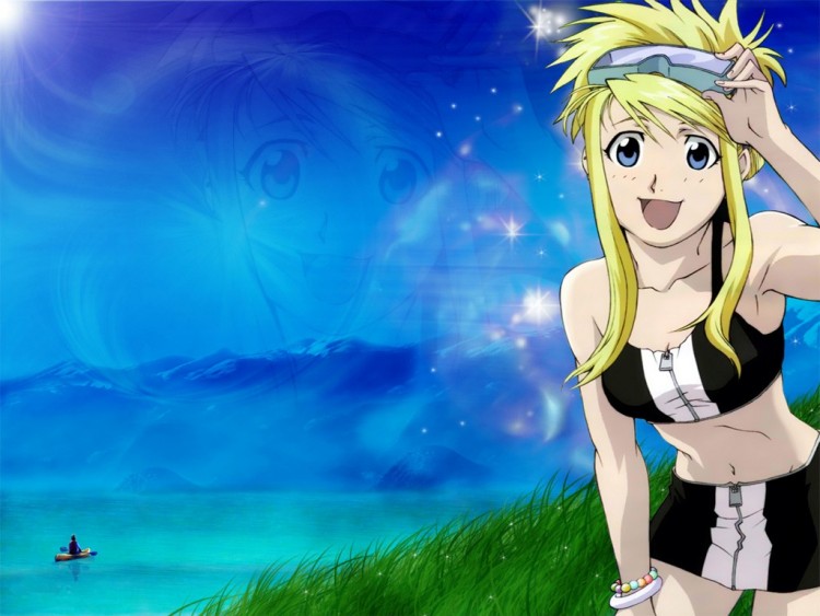 Fonds d'cran Manga Full Metal Alchemist winry a la plage