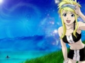 Fonds d'cran Manga winry a la plage