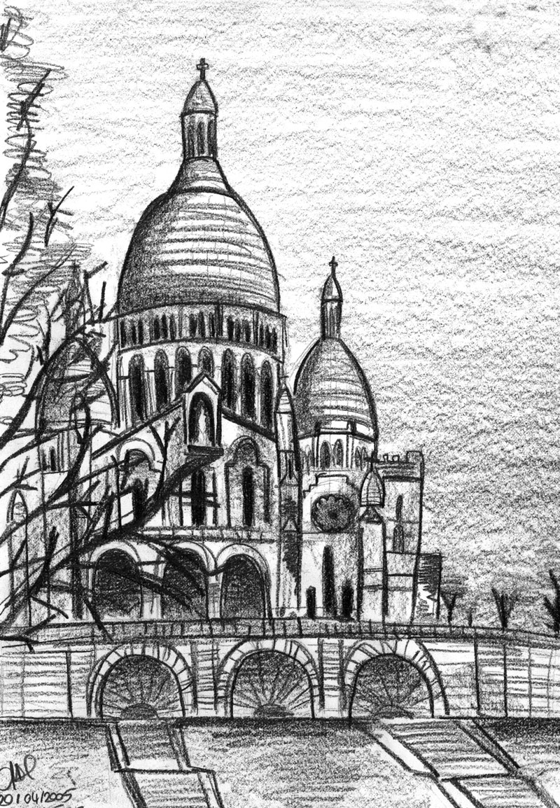 Fonds d'cran Art - Crayon Architecture - Urbanisme - Monument Montmartre, Paris