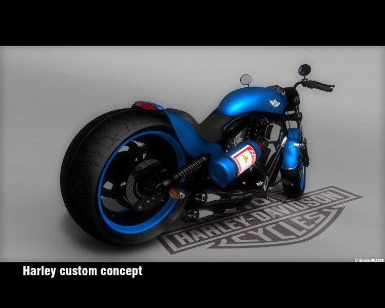 Fonds d'cran Art - Numrique 3D - Cinema 4D Harley custom