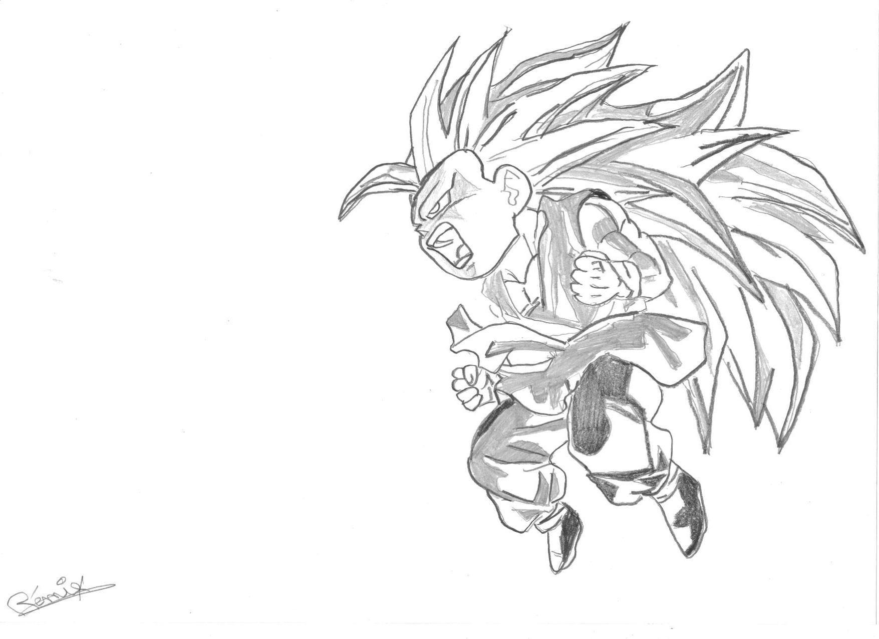 Fonds d'cran Art - Crayon Manga - Dragon Ball Z ssj3