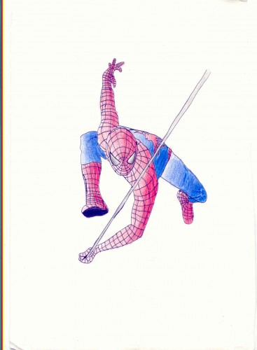 Wallpapers Art - Pencil Comics - Spiderman Pendu sur un fil