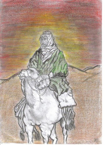 Fonds d'cran Art - Crayon Scnes de vie sahara arabe