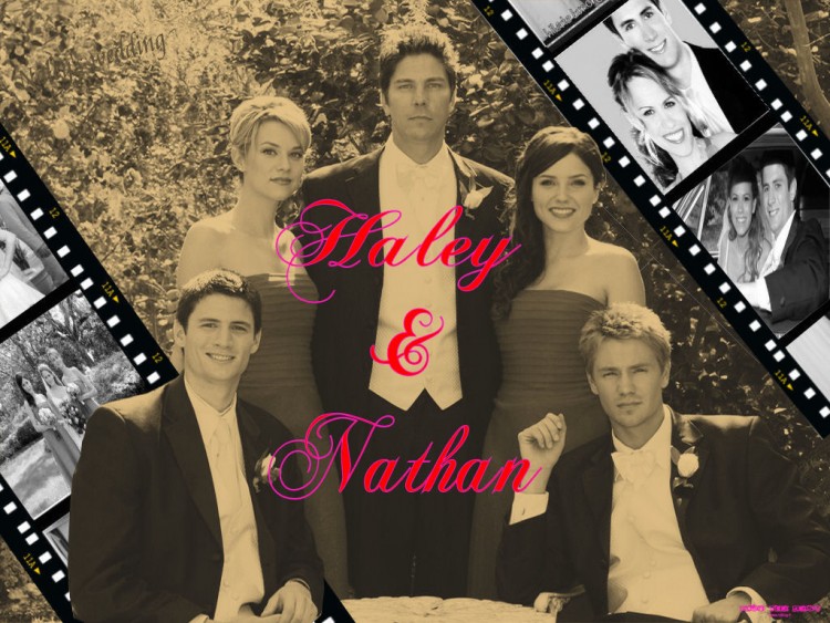 Wallpapers TV Soaps One Tree Hill Mariage d'Haley et de Nathan(noir et blanc)