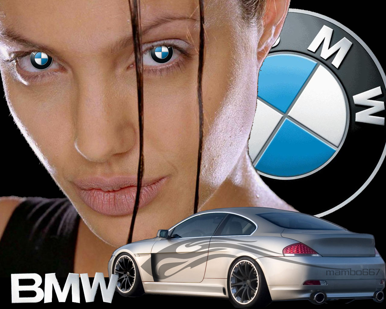 Wallpapers Cars Girls and cars Angelina Jolie + BMW