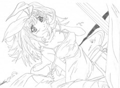 Wallpapers Art - Pencil fille manga