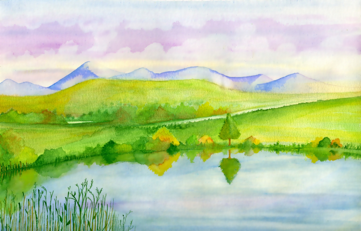 Wallpapers Art - Painting Landscapes - Misc petit lac d'aquarelle