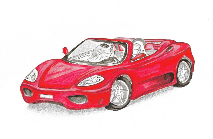 Wallpapers Art - Pencil Cars and motorbikes Ferrari Spider