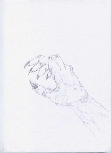 Wallpapers Art - Pencil Hands, feet, skeletons Main du diable